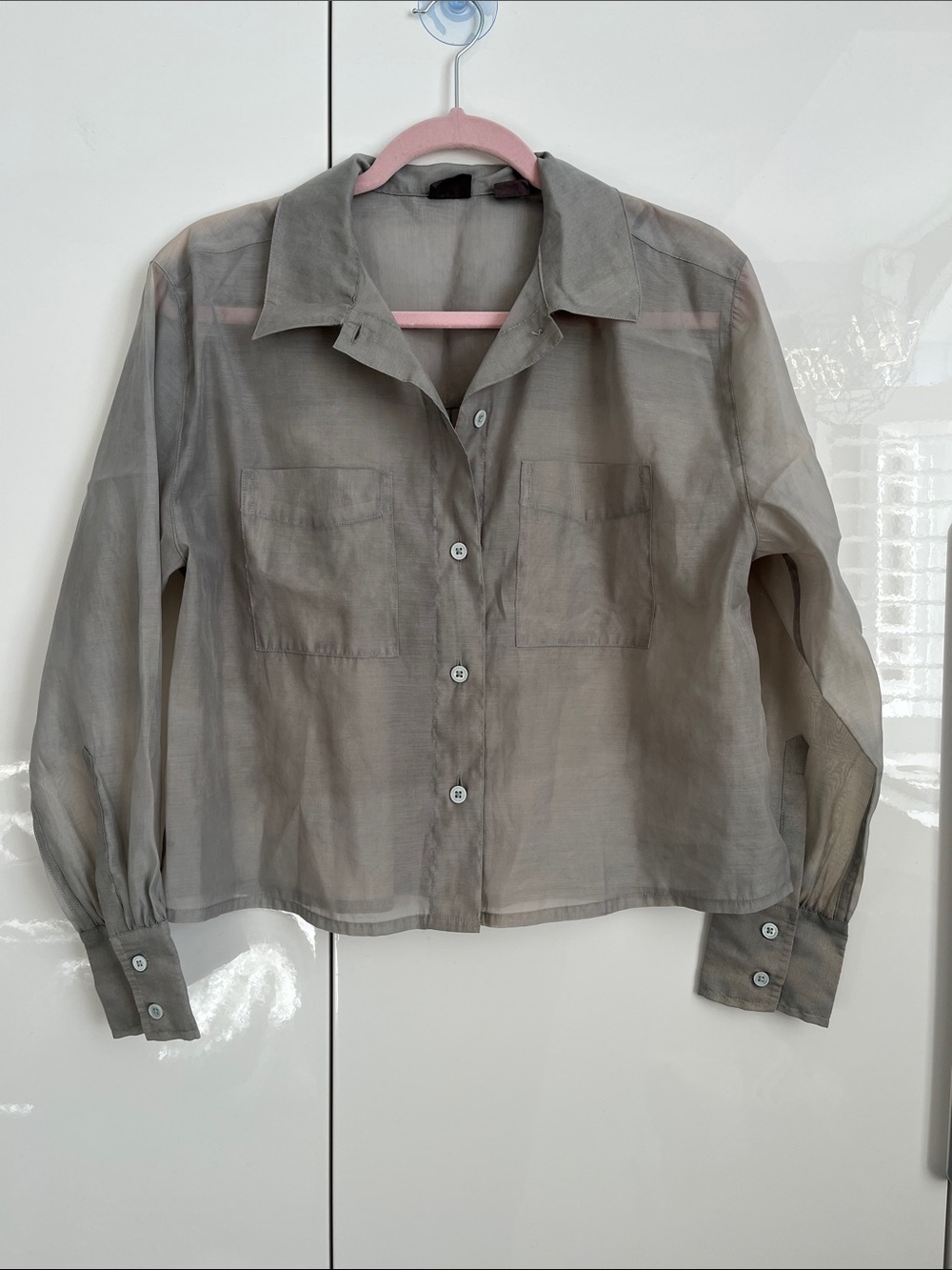Levi's Sheer Button-Up Shirt in Light Grey, Size XS